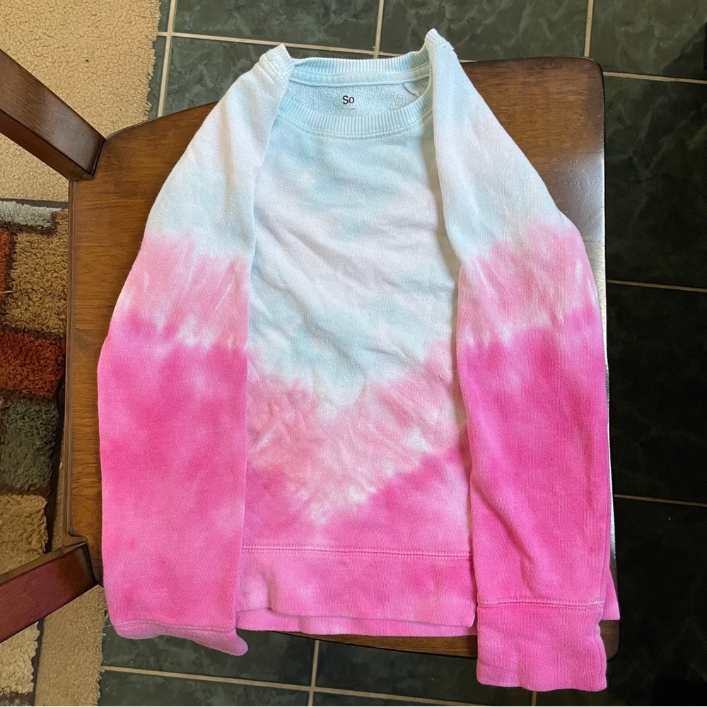 SO Favorite Crew Cotton Girl’s Long Sleeve Girl’s S (7) Tie Dye Sweater